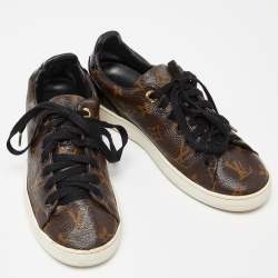 Louis Vuitton Brown/Black Monogram Canvas and Patent Leather Frontrow Sneakers Size 36