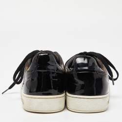 Louis Vuitton Brown/Black Monogram Canvas and Patent Leather Frontrow Sneakers Size 36