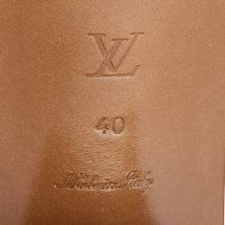 مملوكة مسبقًا Louis Vuitton Tan Leather Lock It Slide Sandals Size 40