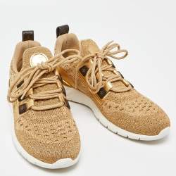 Louis Vuitton Gold Lurex Fabric and Leather Aftergame Sneakers Size 40