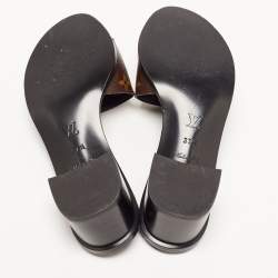 Pre Owned Louis Vuitton Brown Monogram Canvas Lock It Slide Sandals Size 37.5