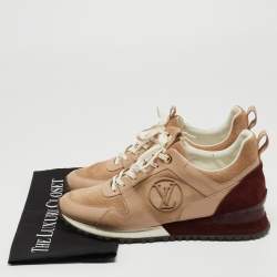 Louis Vuitton Beige/Burgundy Leather and Suede Run Away Sneakers Size 40