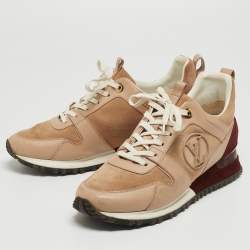 Louis Vuitton Beige/Burgundy Leather and Suede Run Away Sneakers Size 40