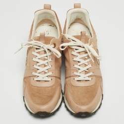 Louis Vuitton Beige/Burgundy Leather and Suede Run Away Sneakers Size 40