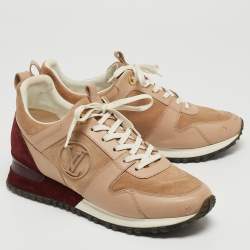 Louis Vuitton Beige/Burgundy Leather and Suede Run Away Sneakers Size 40