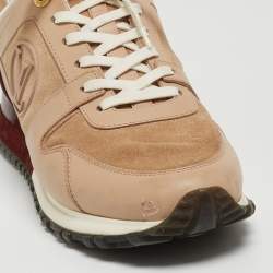 Louis Vuitton Beige/Burgundy Leather and Suede Run Away Sneakers Size 40