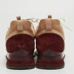Louis Vuitton Beige/Burgundy Leather and Suede Run Away Sneakers Size 40