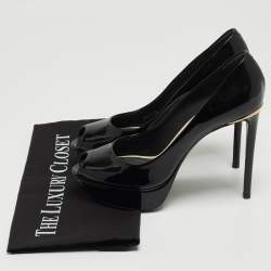 مملوكة مسبقًا Louis Vuitton Black Patent Leather Eyeline Peep Toe Pumps Size 37