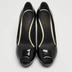 مملوكة مسبقًا Louis Vuitton Black Patent Leather Eyeline Peep Toe Pumps Size 37