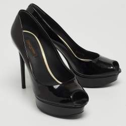 مملوكة مسبقًا Louis Vuitton Black Patent Leather Eyeline Peep Toe Pumps Size 37