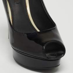 مملوكة مسبقًا Louis Vuitton Black Patent Leather Eyeline Peep Toe Pumps Size 37