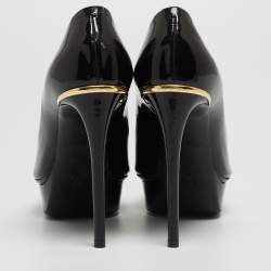 مملوكة مسبقًا Louis Vuitton Black Patent Leather Eyeline Peep Toe Pumps Size 37