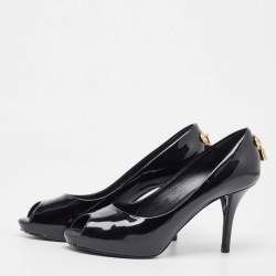 Pre Owned Louis Vuitton Black Patent Leather Oh Really! Peep Toe Pumps Size 37