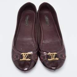 Pre Owned Louis Vuitton Burgundy Patent Leather Oxford Ballet Flats Size 39