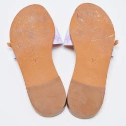 Louis Vuitton Pink/Purple Canvas Flat Slides Size 38.5    