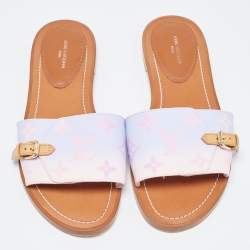 Louis Vuitton Pink/Purple Canvas Flat Slides Size 38.5    