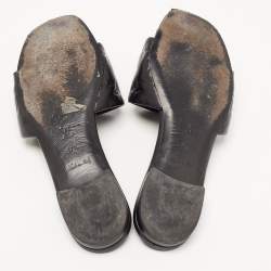 Pre Owned Louis Vuitton Black Monogram Embossed Leather Revival Flat Slides Size 37.5