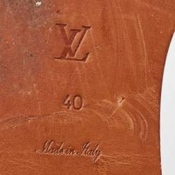 مملوكة مسبقًا Louis Vuitton Brown/Gold Foil Leather and Monogram Coated Canvas Strappy Flat Sandals Size 40