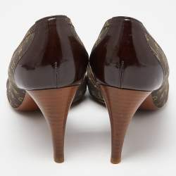 Pre Owned Louis Vuitton Brown Monogram Canvas Open Toe D'orsay Pumps Size 38.5