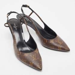 Pre Owned Louis Vuitton Brown Coated Canvas Cherie Slingback Pumps Size 38