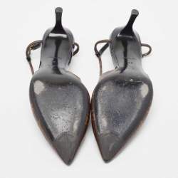 Pre Owned Louis Vuitton Brown Coated Canvas Cherie Slingback Pumps Size 38