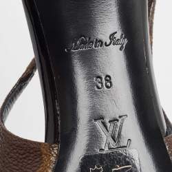 Pre Owned Louis Vuitton Brown Coated Canvas Cherie Slingback Pumps Size 38