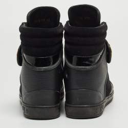 Louis Vuitton Black Epi Leather and Suede High Top Sneakers Size 40