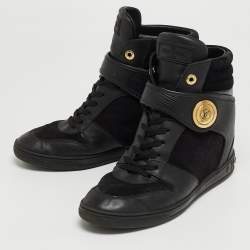 Louis Vuitton Black Epi Leather and Suede High Top Sneakers Size 40