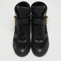 Louis Vuitton Black Epi Leather and Suede High Top Sneakers Size 40