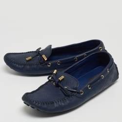 مملوكة مسبقًا Louis Vuitton Navy Blue Monogram Embossed Leather Gloria Loafers Size 38.5