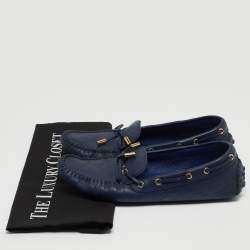 مملوكة مسبقًا Louis Vuitton Navy Blue Monogram Embossed Leather Gloria Loafers Size 38.5