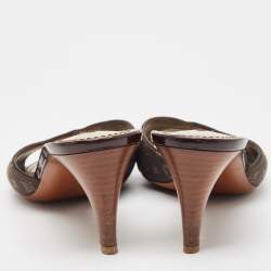 Louis Vuitton Brown Monogram Canvas Crisscross Slide Sandals Size 37