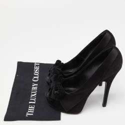 Louis Vuitton Black Suede Peep Toe Pumps Size 37.5