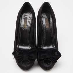 Louis Vuitton Black Suede Peep Toe Pumps Size 37.5