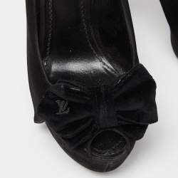 Louis Vuitton Black Suede Peep Toe Pumps Size 37.5