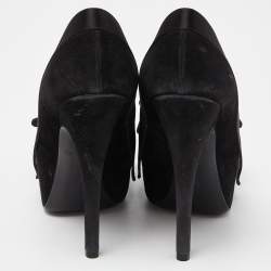 Louis Vuitton Black Suede Peep Toe Pumps Size 37.5