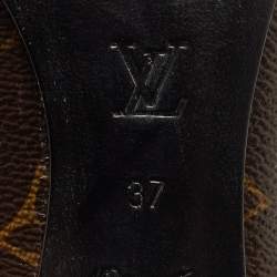 Pre Owned Louis Vuitton Brown Monogram Canvas and Black Patent Leather Cap Toe Fetish Pointed-Toe Pumps Size 37