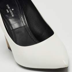 Pre Owned Louis Vuitton White Leather and Monogram Canvas Rodeo Queen Pumps Size 36