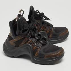 Louis Vuitton Black Leather and Monogram Canvas Archlight Sneakers Size 36