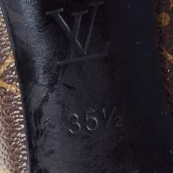 Pre Owned Louis Vuitton Brown Monogram Canvas and Patent Leather Chérie Pumps Size 35.5