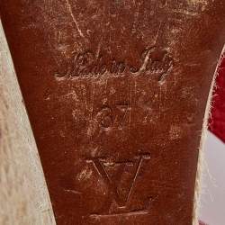 مملوكة مسبقًا Louis Vuitton Red Leather Bow Open Toe Espadrille Wedge Platform Pumps Size 37