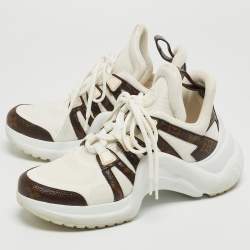 Louis Vuitton White/Brown Canvas and Mesh Archlight Sneakers Size 37