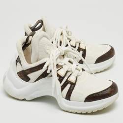 Louis Vuitton White/Brown Canvas and Mesh Archlight Sneakers Size 37