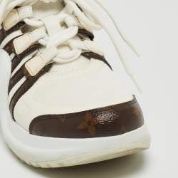 Louis Vuitton White/Brown Canvas and Mesh Archlight Sneakers Size 37