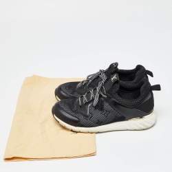 Louis Vuitton Black Leather and Monogram Mesh Aftergame Sneakers Size 36