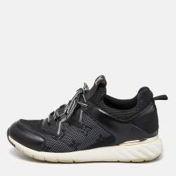 Louis Vuitton Black Leather and Monogram Mesh Aftergame Sneakers Size 36