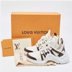 Louis Vuitton White Mesh and Monogram Canvas Archlight Sneakers Size 37.5
