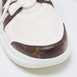 Louis Vuitton White Mesh and Monogram Canvas Archlight Sneakers Size 37.5