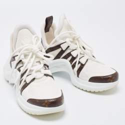 Louis Vuitton White Mesh and Monogram Canvas Archlight Sneakers Size 37.5