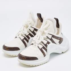 Louis Vuitton White Mesh and Monogram Canvas Archlight Sneakers Size 37.5